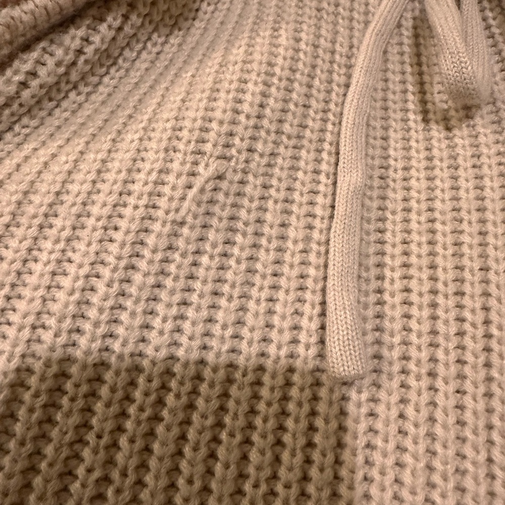 Cream Knit Sweater Romper Cozy Lounge Tie Waist Size M - Picture 4 of 5